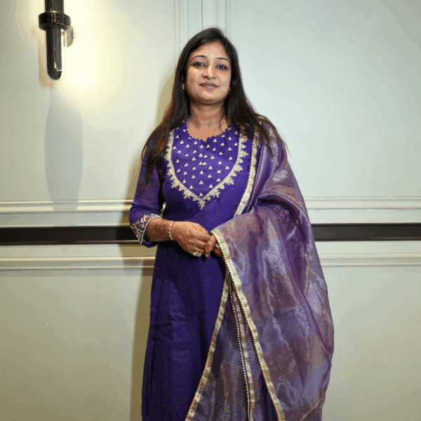 Royal Violet Zari Work Kurta Set