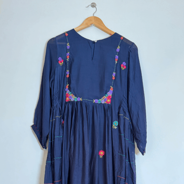 Payal Ethnics Hand-Embroidered Navy Blue Flared Dress