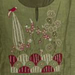 Teal Green Kurta with Zari Work Neckline