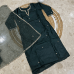 Deep Green Kurta Set with Zari & Bandhani