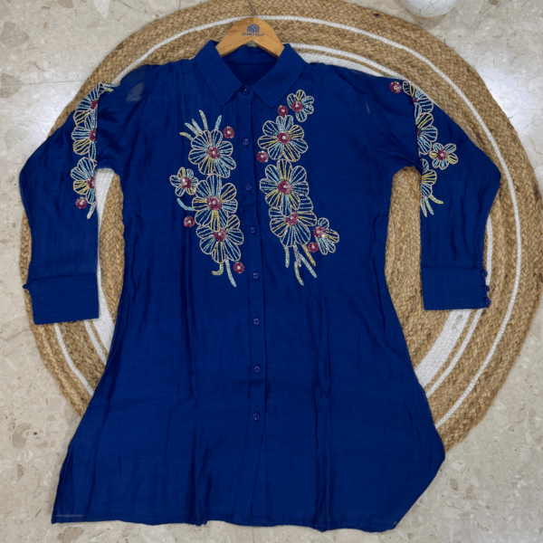 Payal Ethnics Midnight Blue Embroidered Kurta