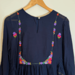 Payal Ethnics Hand-Embroidered Navy Blue Flared Dress - Image 4