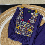 Payal Ethnics Navy Blue Embroidered Kurta
